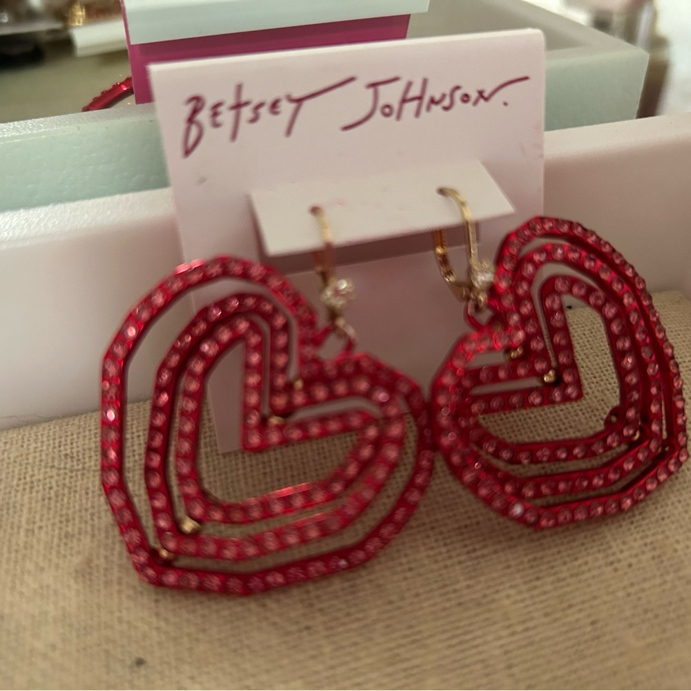 Betsey Johnson Red Dangle Earrings - Picture 3 of 10